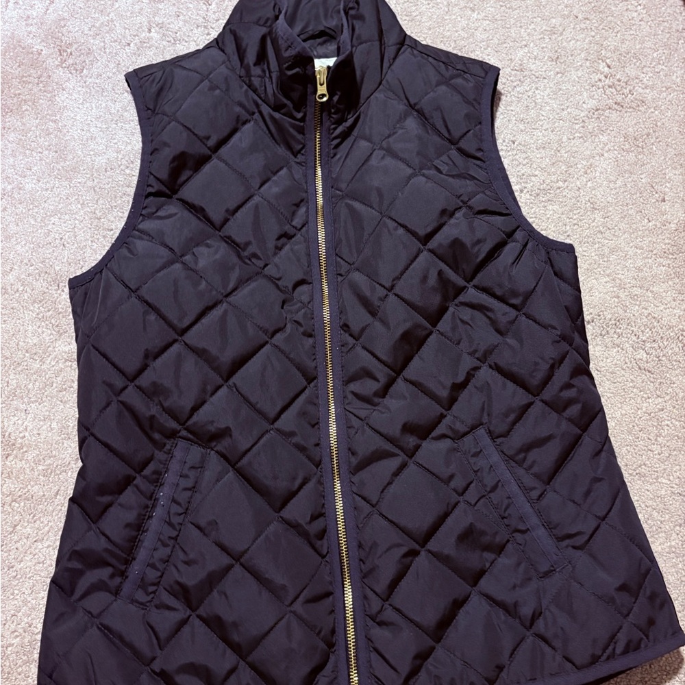 Old Navy Black Quilted Vest with Gold Accents